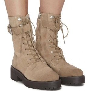 Sam Edelman Womens Brown Leather Round Toe Lace Up Mid Calf Combat Boots Size 8